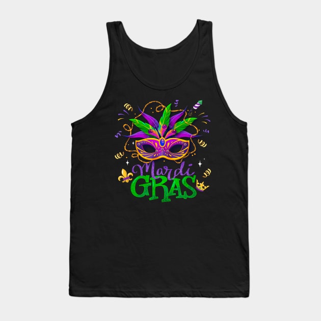 Mardi Gras Mardi Gras Beads Mask Joker Hat Carnival 2024 Tank Top by panji derel